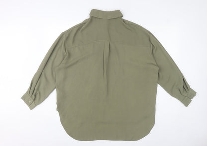 New Look Women’s Green Button-Up Shirt UK 10 Long Sleeve Polyester