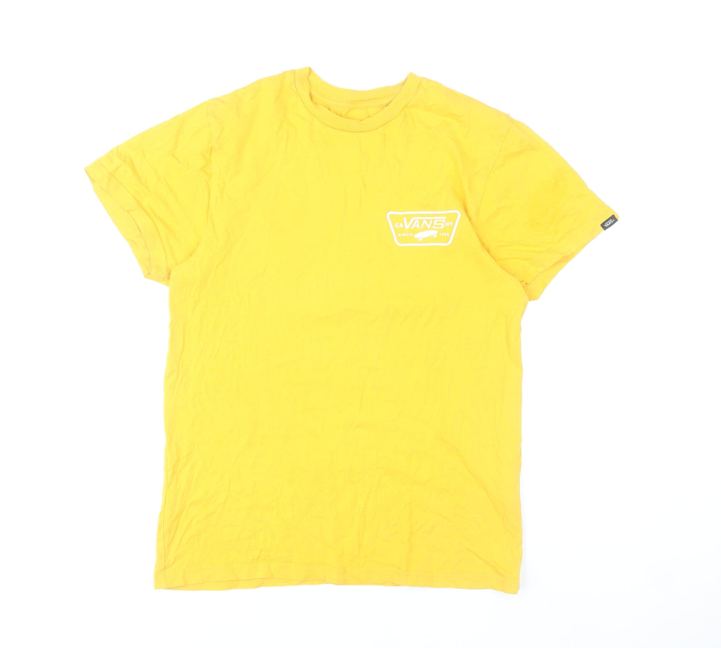 Vans Men’s Yellow Small Slim Fit Graphic Logo T-Shirt