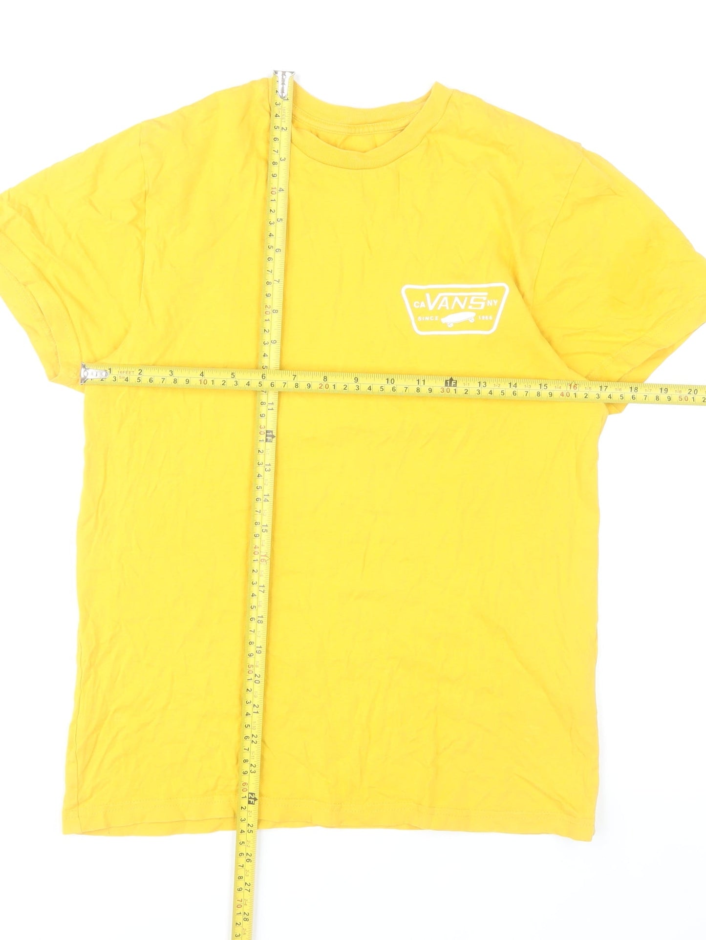 Vans Men’s Yellow Small Slim Fit Graphic Logo T-Shirt