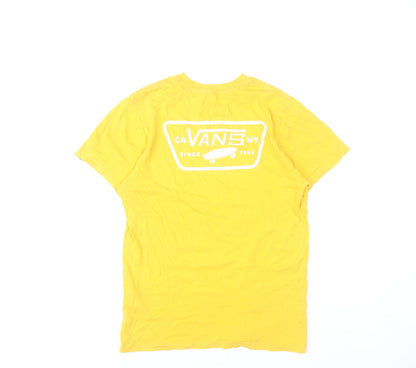 Vans Men’s Yellow Small Slim Fit Graphic Logo T-Shirt
