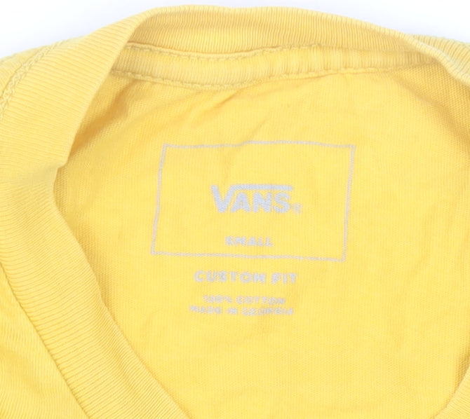 Vans Men’s Yellow Small Slim Fit Graphic Logo T-Shirt