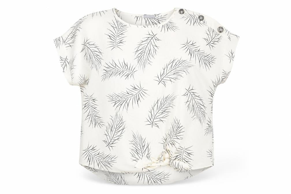 Dorothy Perkins Womens Ivory Blouse Size 12 Button Detail Leaf Print