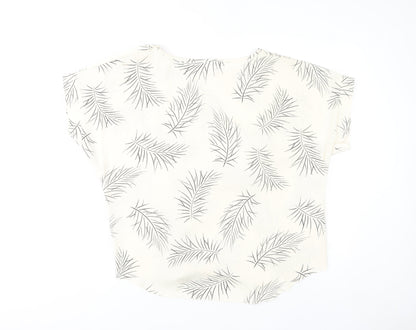 Dorothy Perkins Womens Ivory Blouse Size 12 Button Detail Leaf Print