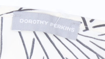 Dorothy Perkins Womens Ivory Blouse Size 12 Button Detail Leaf Print