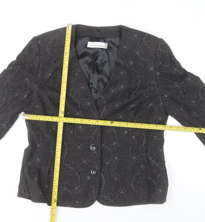 Country Casuals Womens Black Floral Blazer Size 16 Formal Jacket