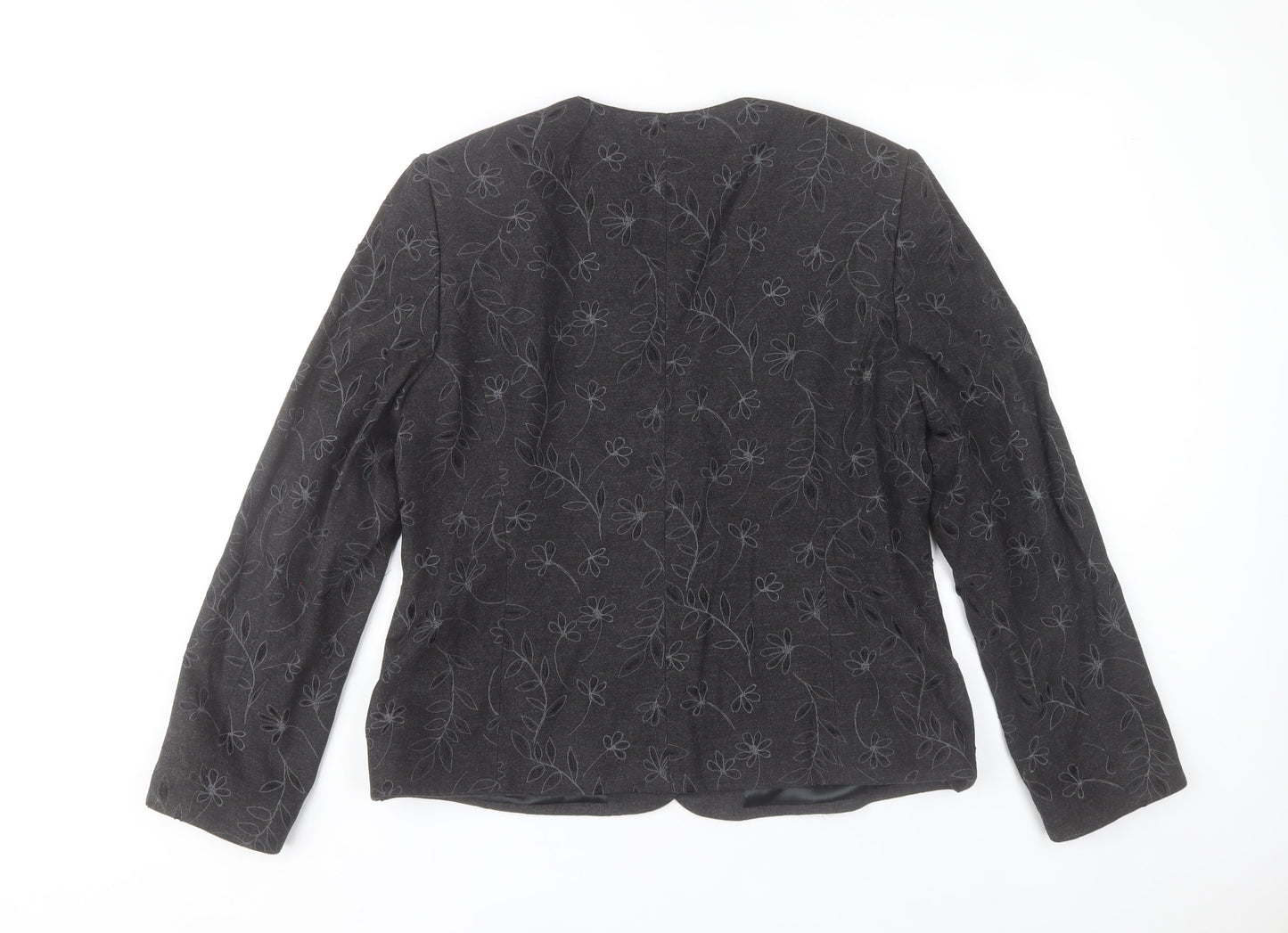 Country Casuals Womens Black Floral Blazer Size 16 Formal Jacket