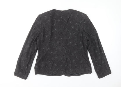 Country Casuals Womens Black Floral Blazer Size 16 Formal Jacket