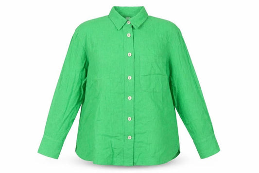 River Island Womens Green Button-Up Linen Blend Shirt UK S