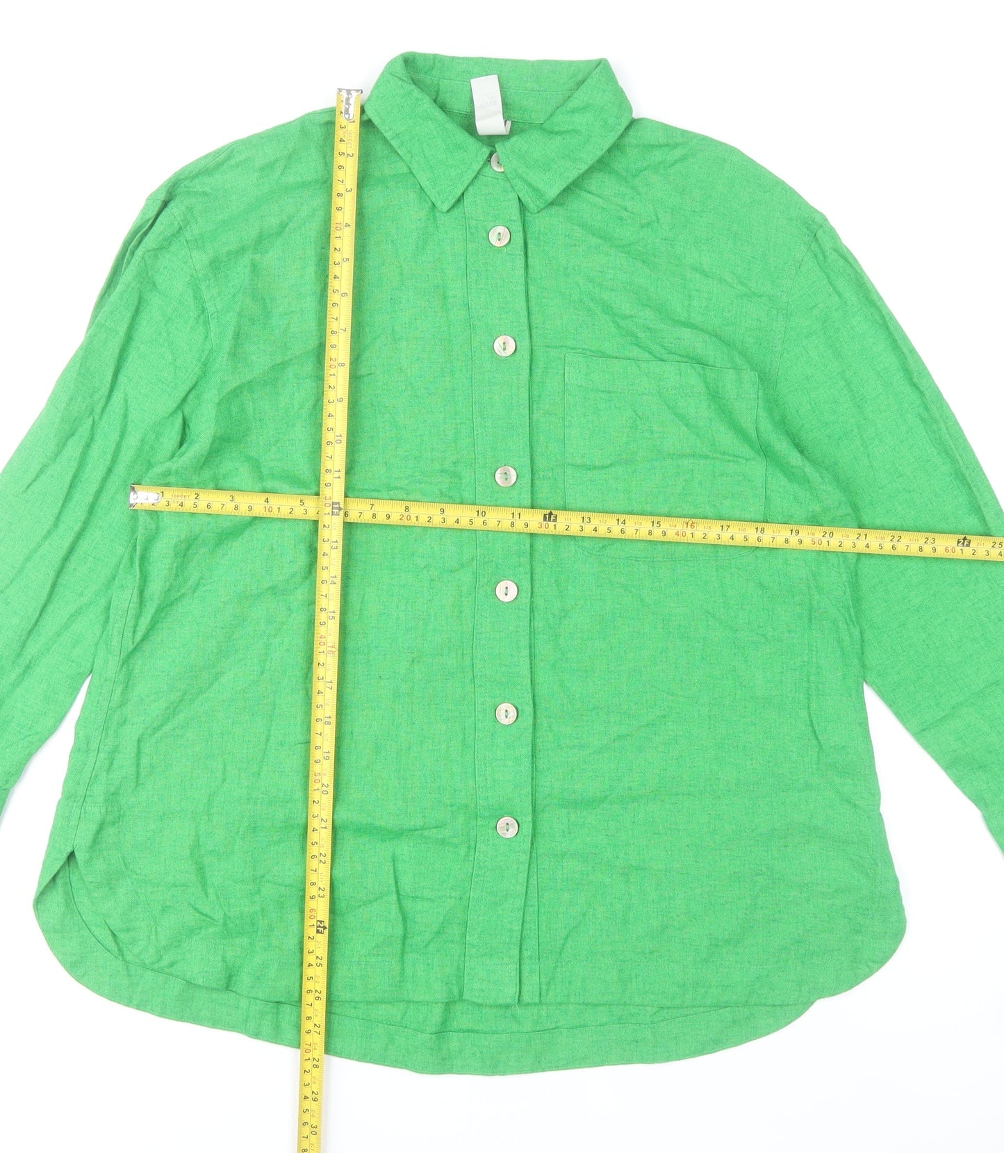 River Island Womens Green Button-Up Linen Blend Shirt UK S
