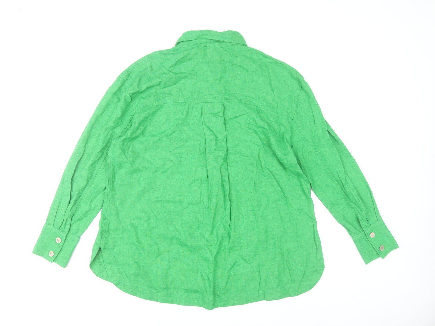 River Island Womens Green Button-Up Linen Blend Shirt UK S