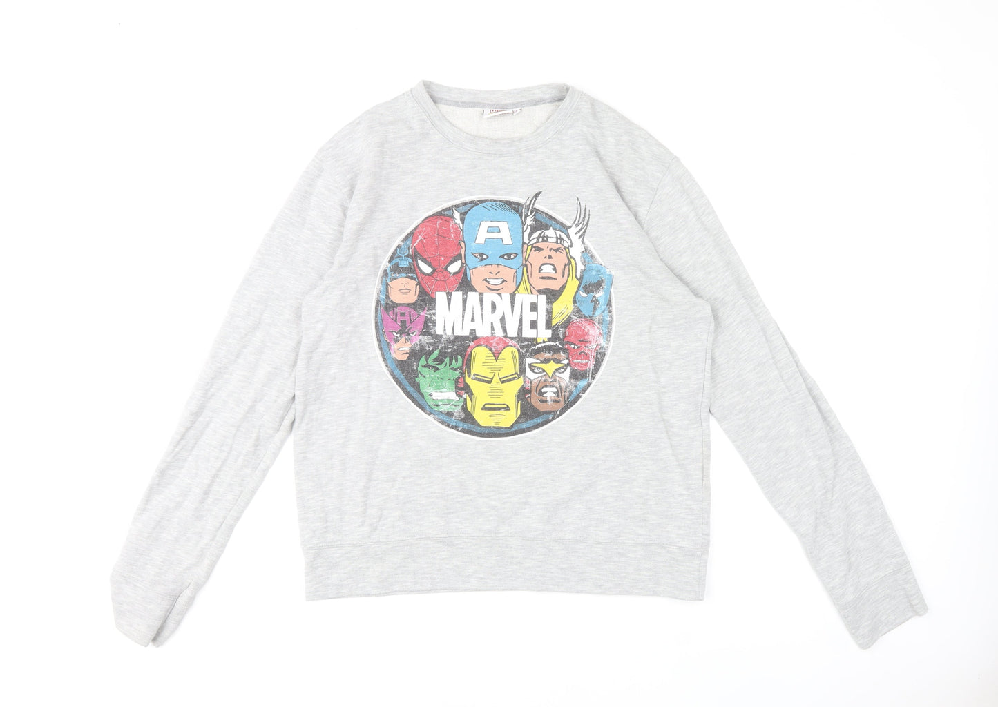 Marvel Mens Grey Sweatshirt L Pullover Comic Graphic Print