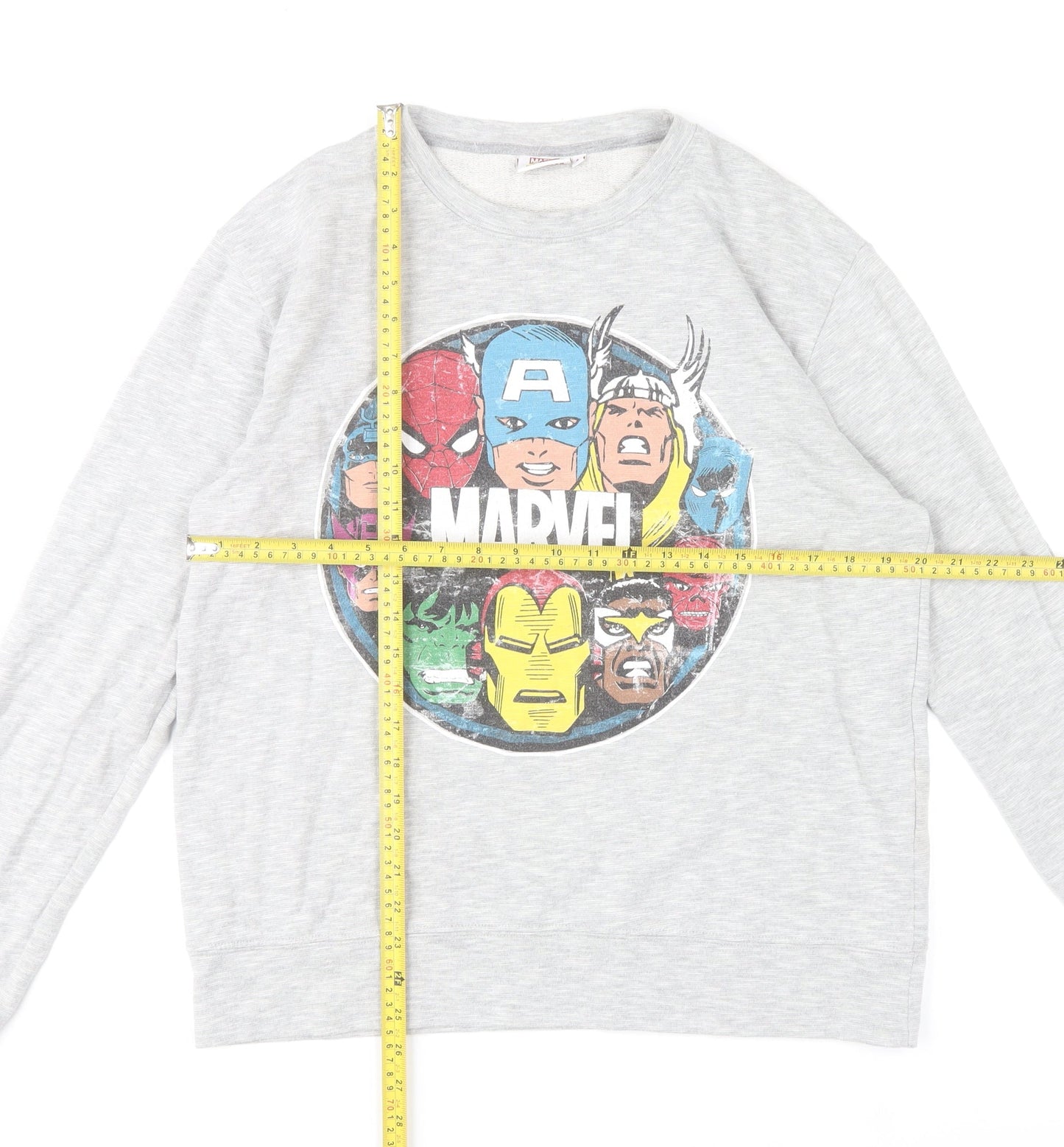 Marvel Mens Grey Sweatshirt L Pullover Comic Graphic Print