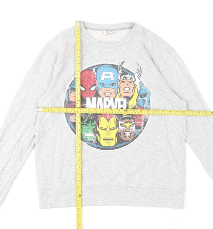 Marvel Mens Grey Sweatshirt L Pullover Comic Graphic Print