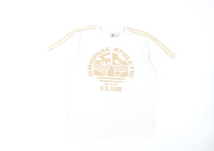 Adidas Men's White Graphic Logo T-Shirt Size L Sports Cotton