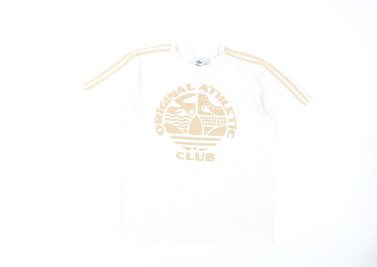 Adidas Men's White Graphic Logo T-Shirt Size L Sports Cotton