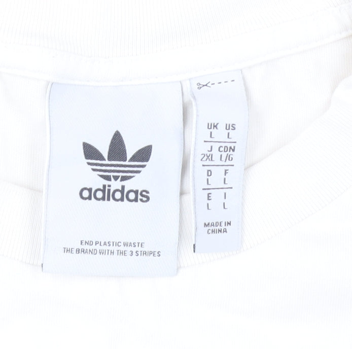 Adidas Men's White Graphic Logo T-Shirt Size L Sports Cotton