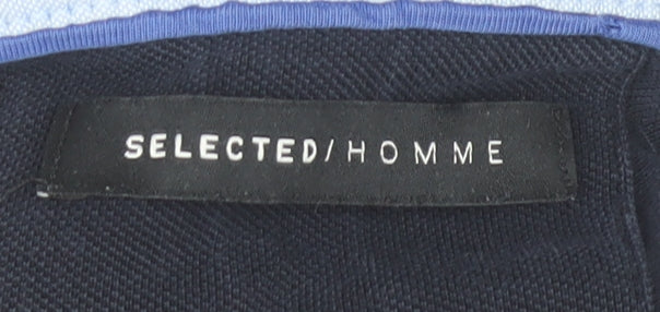 Selected Homme Men's Navy Blue XL Polo Shirt Short Sleeve Cotton