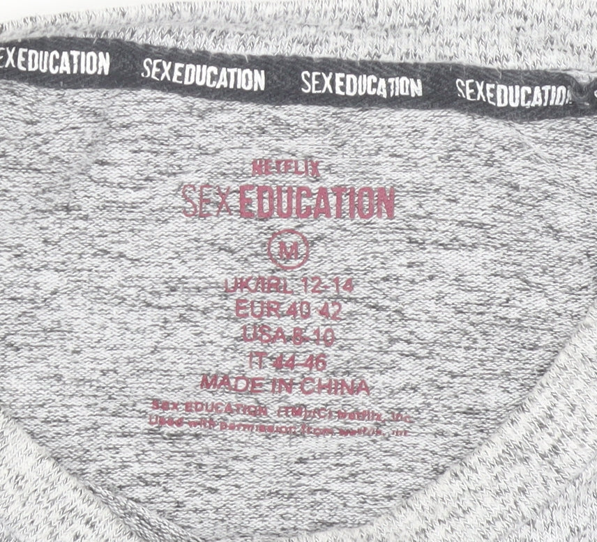 Sex Education Womens Grey Cropped Logo T-Shirt M Size 12-14