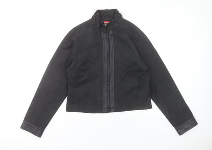 DNM Womens Black Size 14 Cropped Zip Up Jacket Classic Style