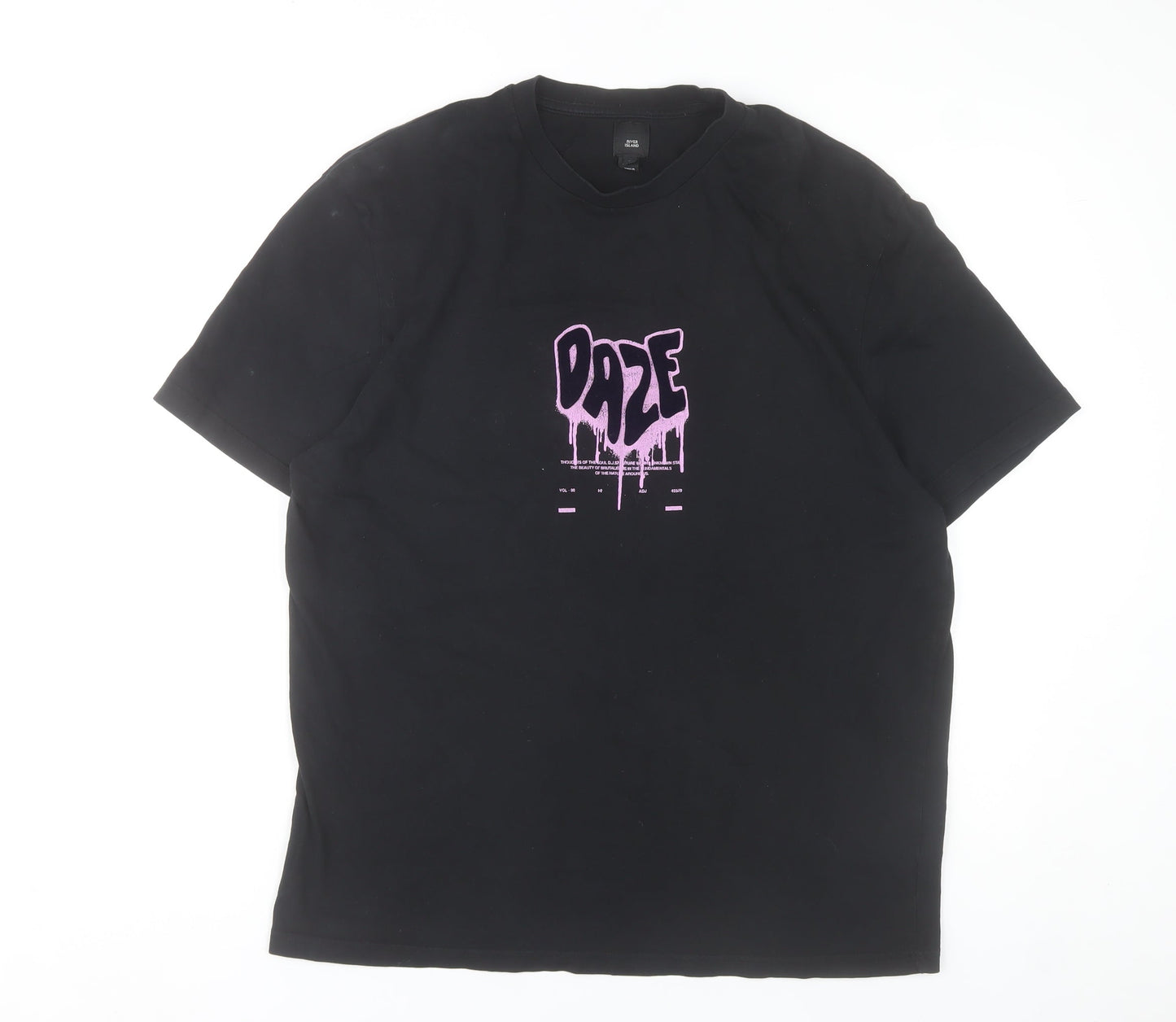 River Island Men’s Black L Graphic Print Cotton T-Shirt