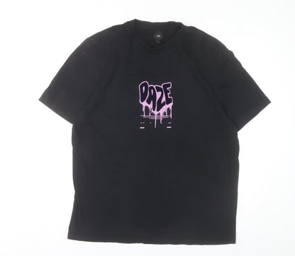 River Island Men’s Black L Graphic Print Cotton T-Shirt