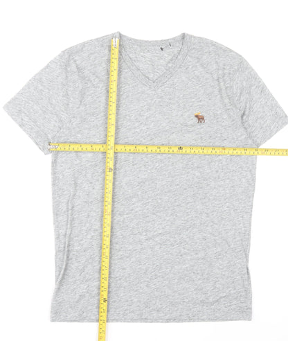 Abercrombie & Fitch Mens Grey V-Neck T-Shirt Size S Short Sleeve