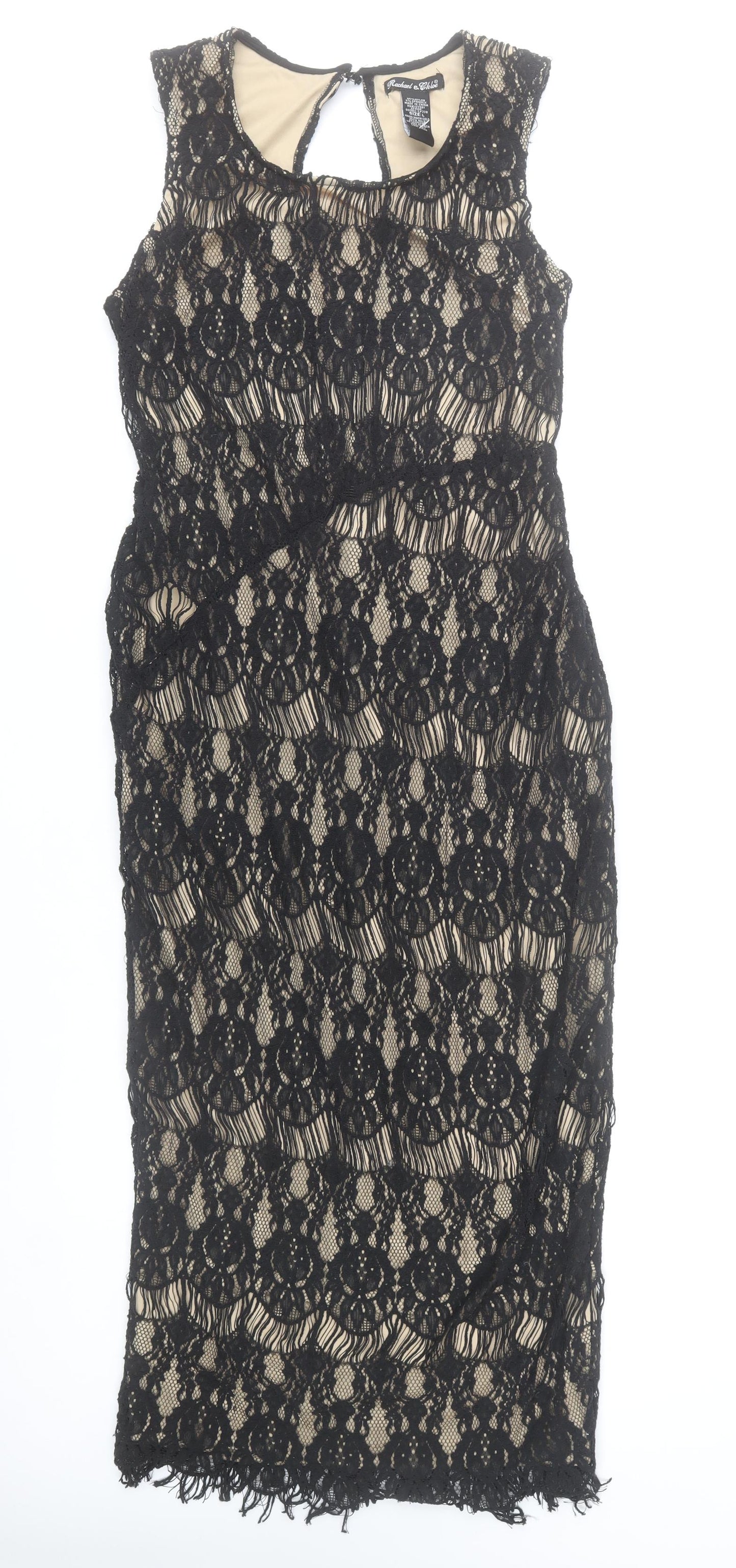 Rachael & Chloe Women’s Black Lace Sheath Sleeveless Dress L