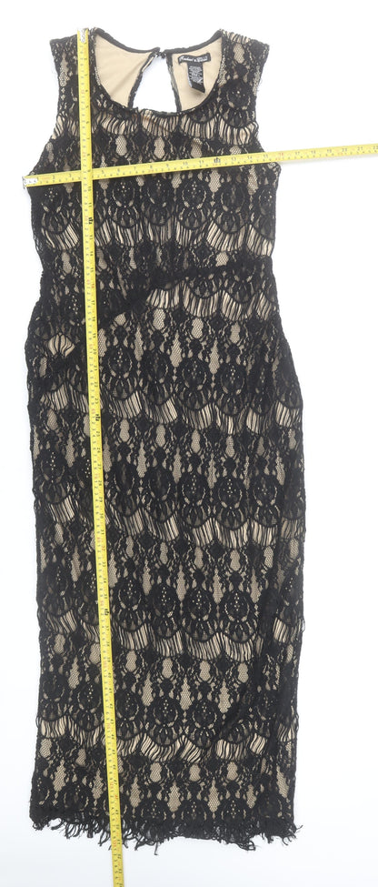 Rachael & Chloe Women’s Black Lace Sheath Sleeveless Dress L