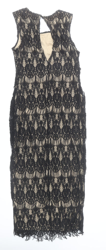 Rachael & Chloe Women’s Black Lace Sheath Sleeveless Dress L