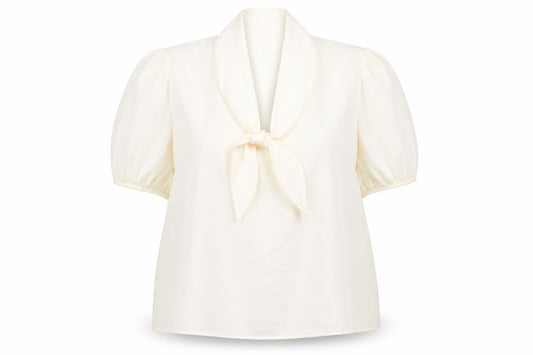 Marks and Spencer Women’s Ivory Blouse Size 18 Puff Sleeve Tie Neck