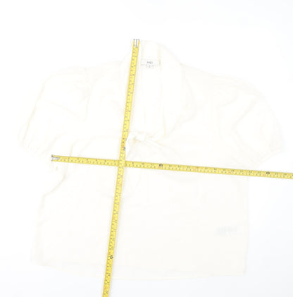Marks and Spencer Women’s Ivory Blouse Size 18 Puff Sleeve Tie Neck