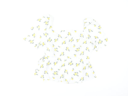 ASOS Women’s White Floral Wrap Blouse UK 10 Summer Puff Sleeve