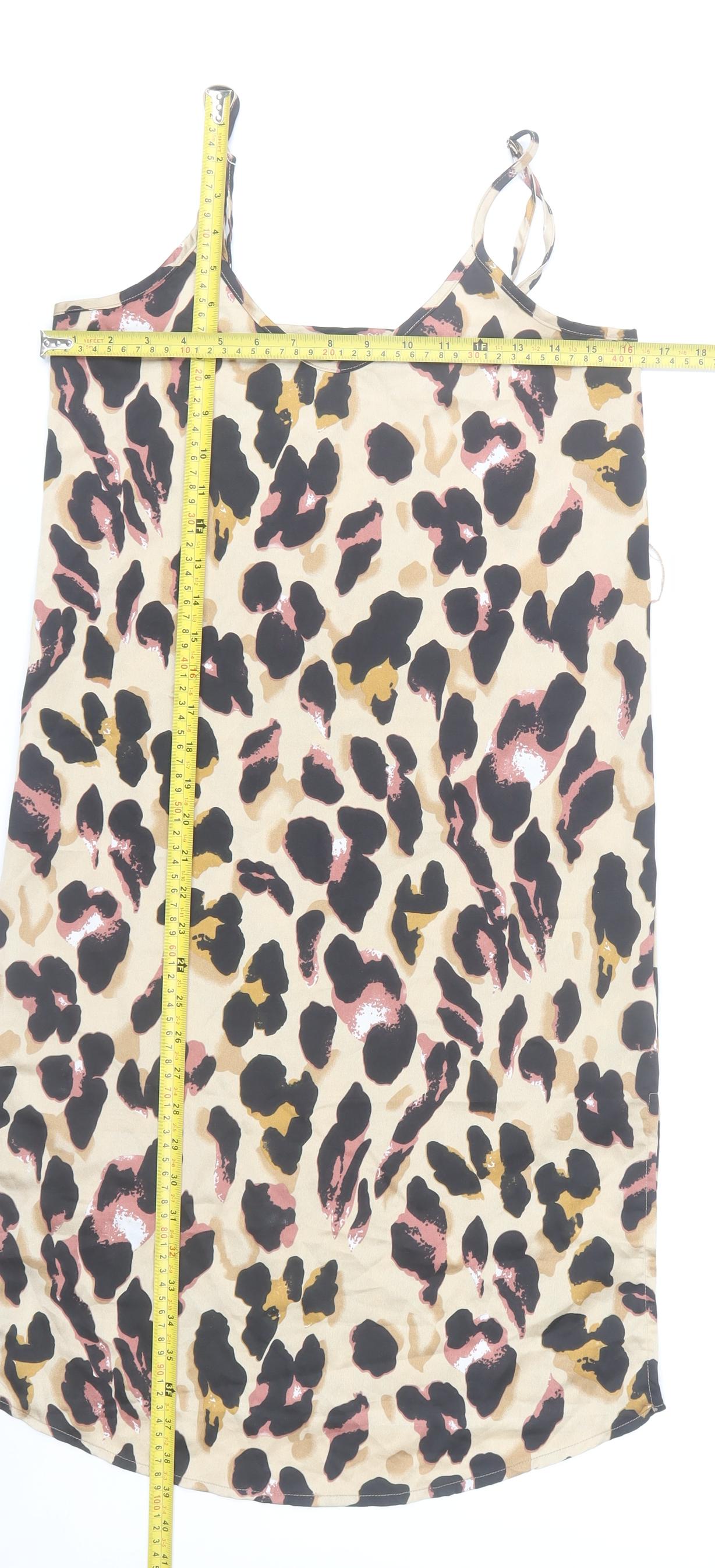 Boohoo Women’s Multicoloured Leopard Print Slip Dress Size 6