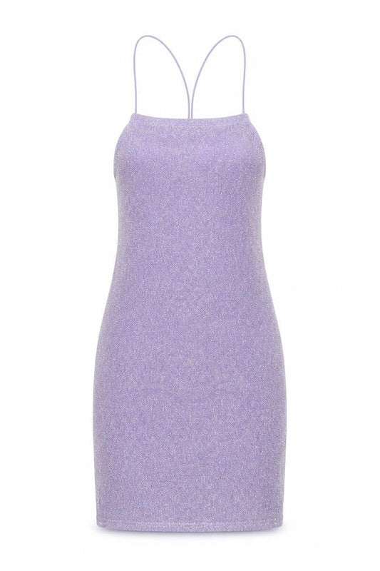 H&M Divided Women’s Purple Glitter Bodycon Halter Mini Dress Size S