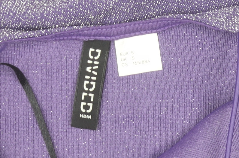 H&M Divided Women’s Purple Glitter Bodycon Halter Mini Dress Size S