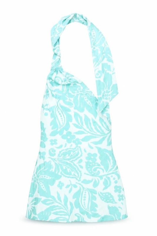 PrettyLittleThing Women’s Blue Floral Halter Mini Dress UK 10