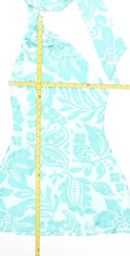 PrettyLittleThing Women’s Blue Floral Halter Mini Dress UK 10