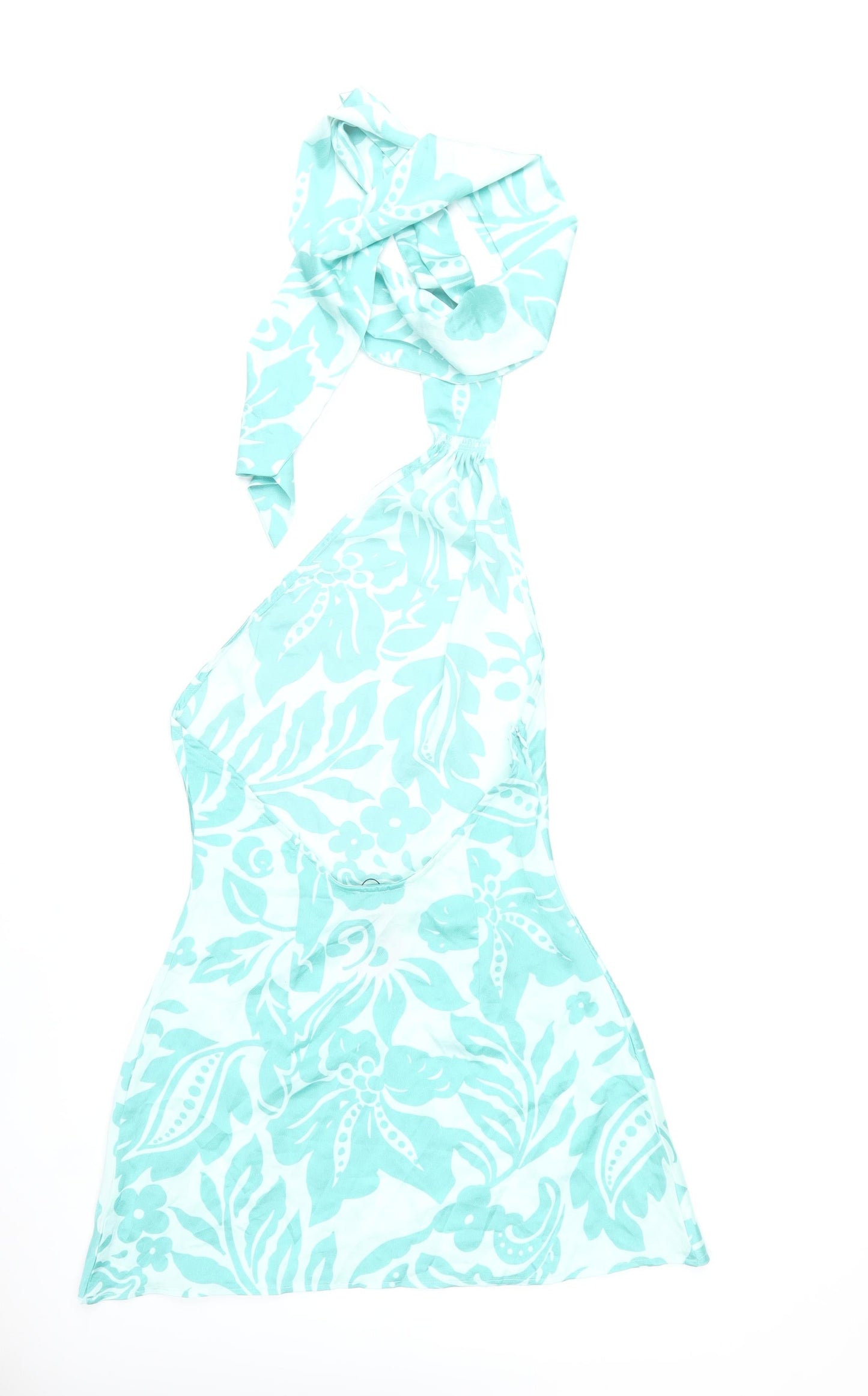 PrettyLittleThing Women’s Blue Floral Halter Mini Dress UK 10