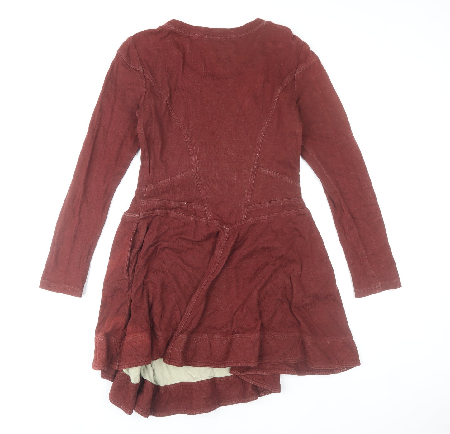 Whistles Women’s Red Cotton Skater Dress Size 12 Long Sleeve