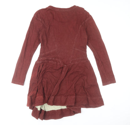 Whistles Women’s Red Cotton Skater Dress Size 12 Long Sleeve