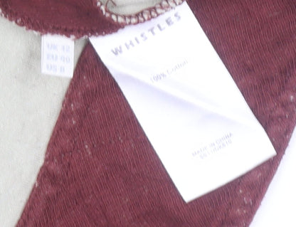 Whistles Women’s Red Cotton Skater Dress Size 12 Long Sleeve