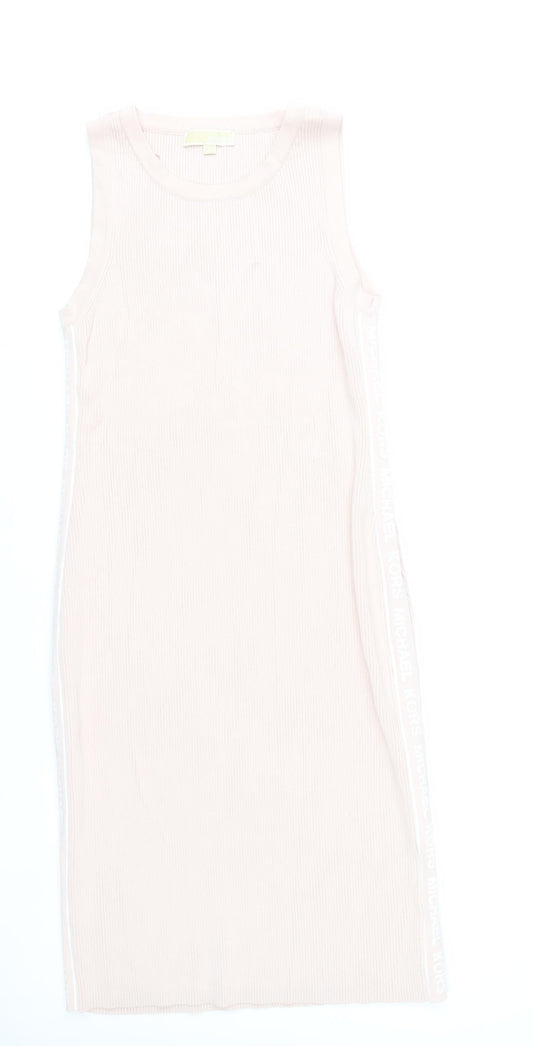 Michael Kors Womens Pink XL Tank Dress Sleeveless Logo Casual