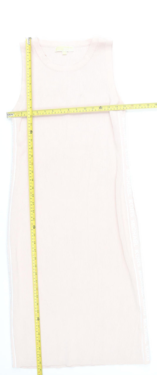 Michael Kors Womens Pink XL Tank Dress Sleeveless Logo Casual