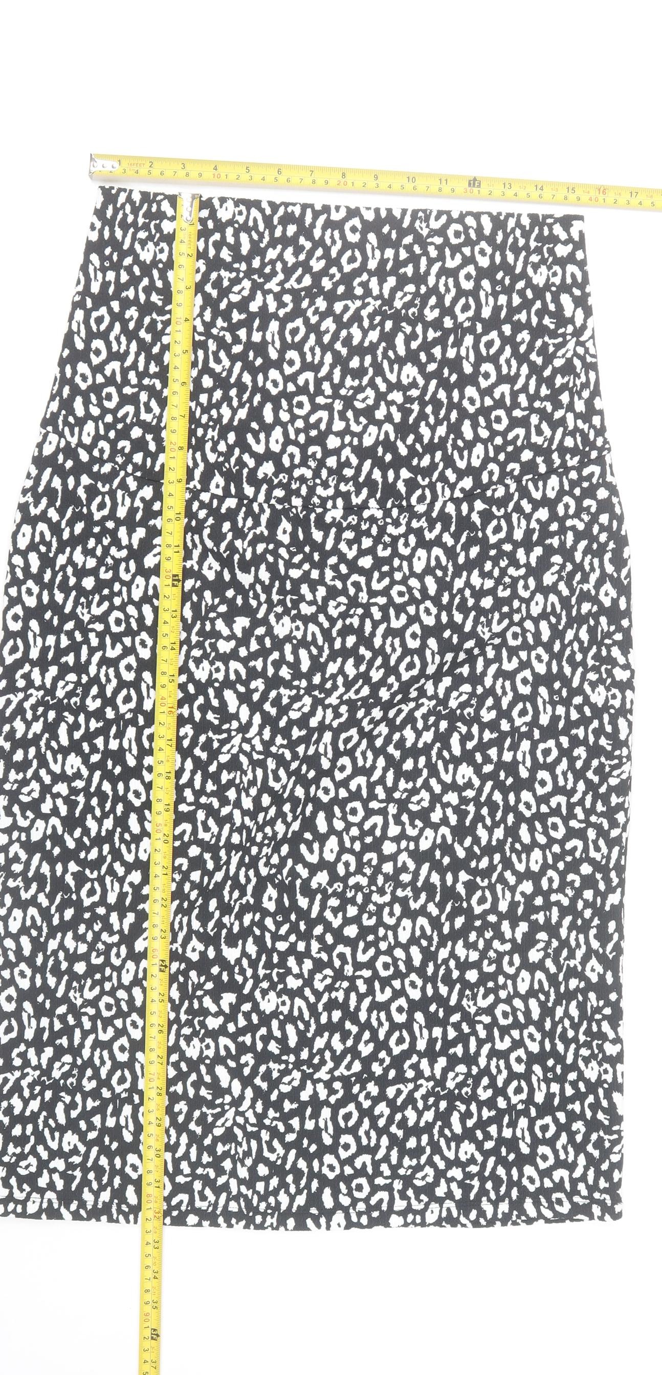 Mamalicious Women’s Black Animal Print Pencil Skirt L Maternity