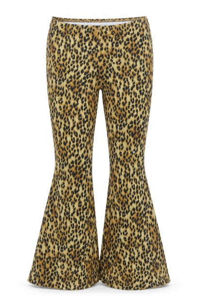 H&M Women’s Leopard Print Flared Slim Trousers L Multicoloured