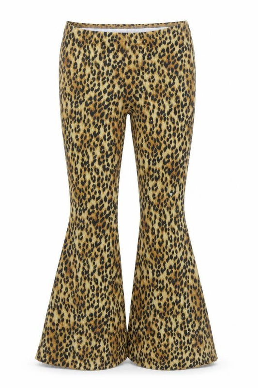 H&M Women’s Leopard Print Flared Slim Trousers L Multicoloured