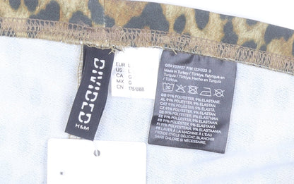 H&M Women’s Leopard Print Flared Slim Trousers L Multicoloured
