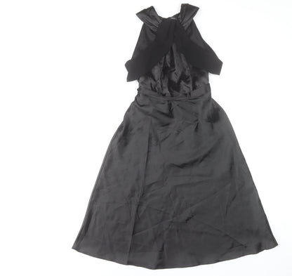 Dorothy Perkins Women’s Black Size 6 Midi Fit & Flare Halter Dress