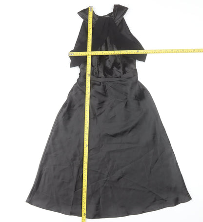 Dorothy Perkins Women’s Black Size 6 Midi Fit & Flare Halter Dress
