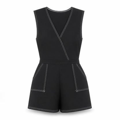 PrettyLittleThing Women Black Size 8 Sleeveless Playsuit Pockets